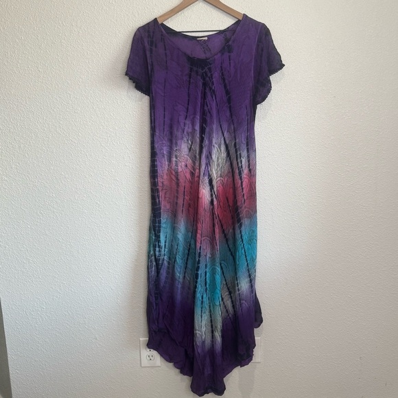 12. Boho Sakkas Mika Ombre Floral Caftan Midi Dress Hippie Free Spirit Colorful - Picture 1 of 9